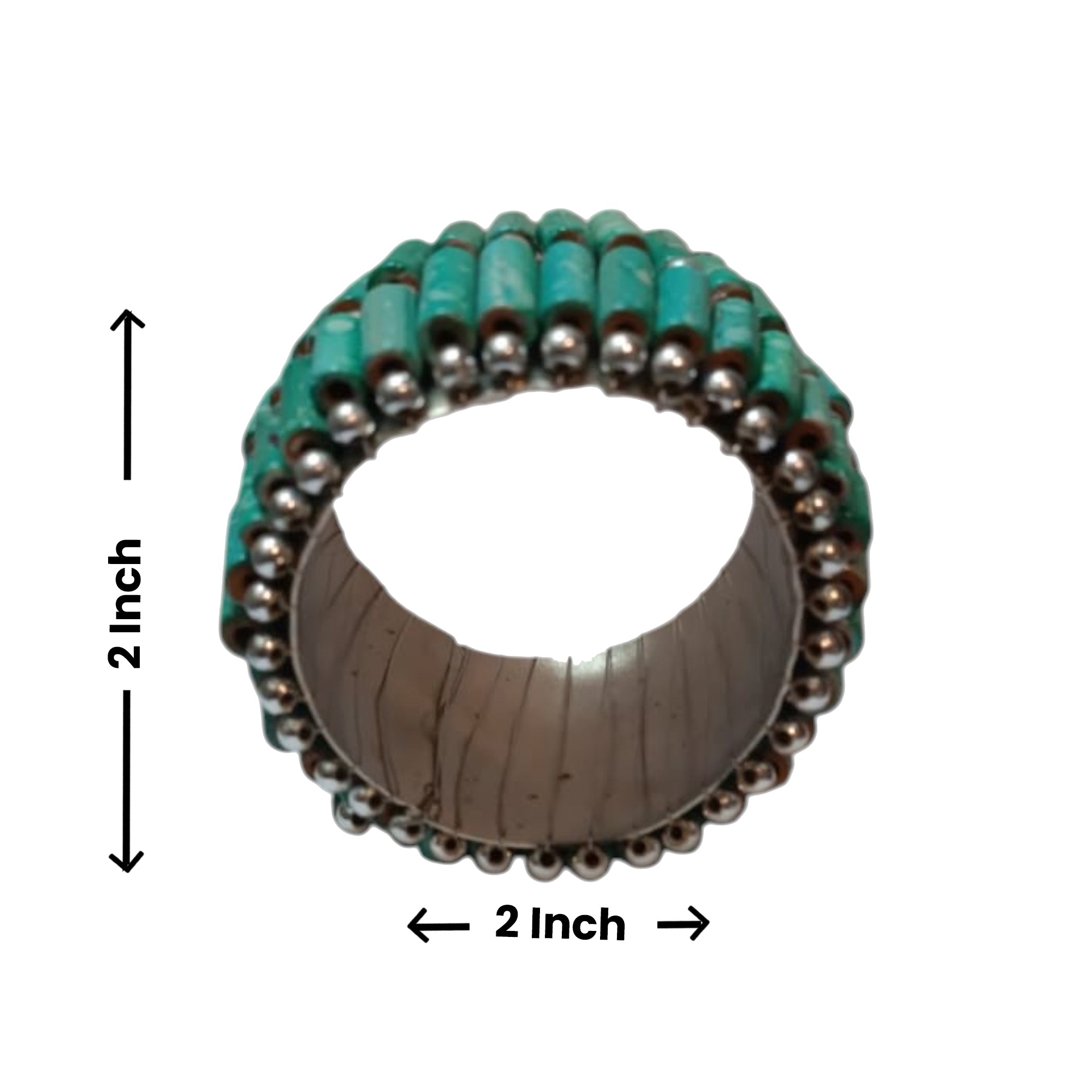 Turquoise Beaded Napkin Ring Set of Four